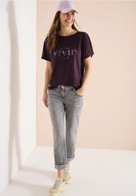 Lässiges Grafik-Shirt in Leinen-Optik