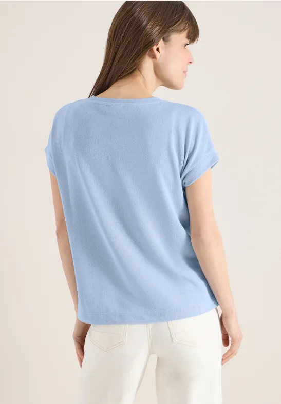 T-Shirt in Strick-Optik mit U-Boot-Ausschnitt