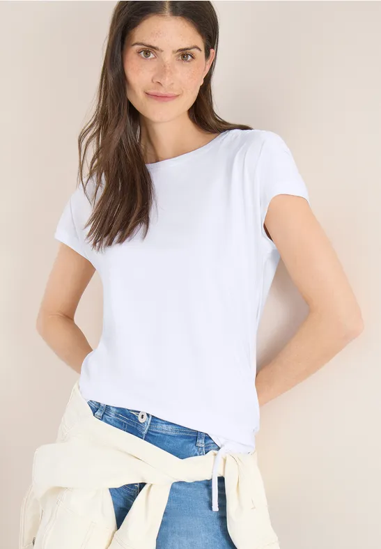 Boatneck-Shirt mit Schulterraffung