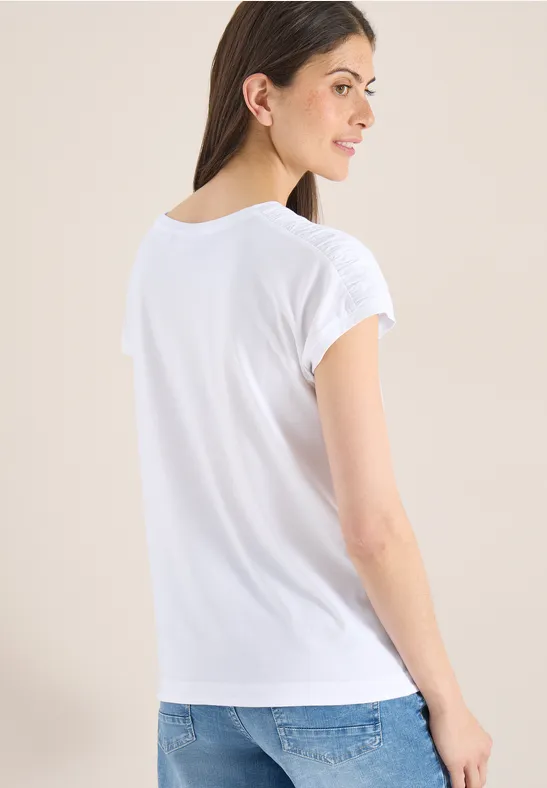 Boatneck-Shirt mit Schulterraffung