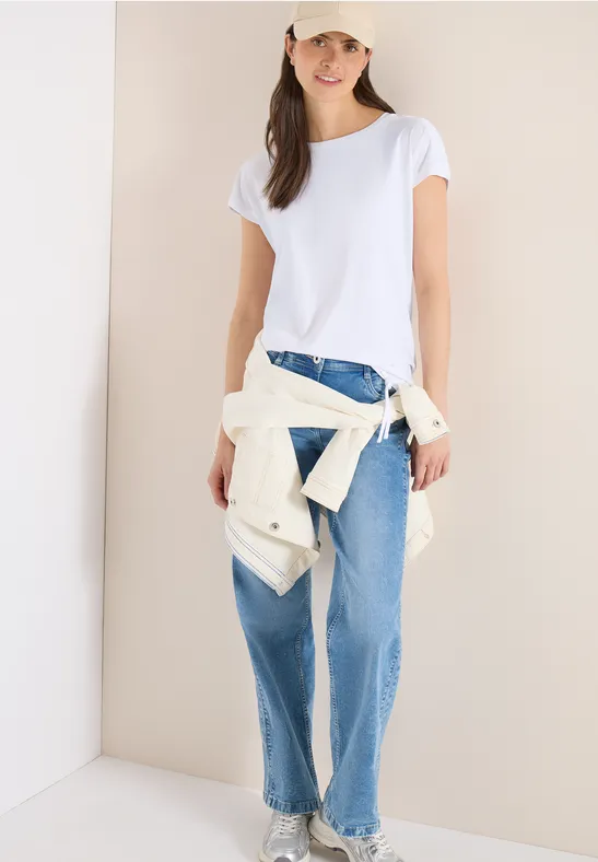 Boatneck-Shirt mit Schulterraffung