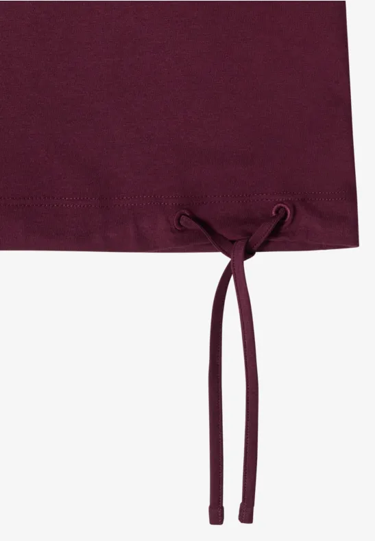 Kurzarmshirt mit U-Boot-Ausschnitt und Raffung