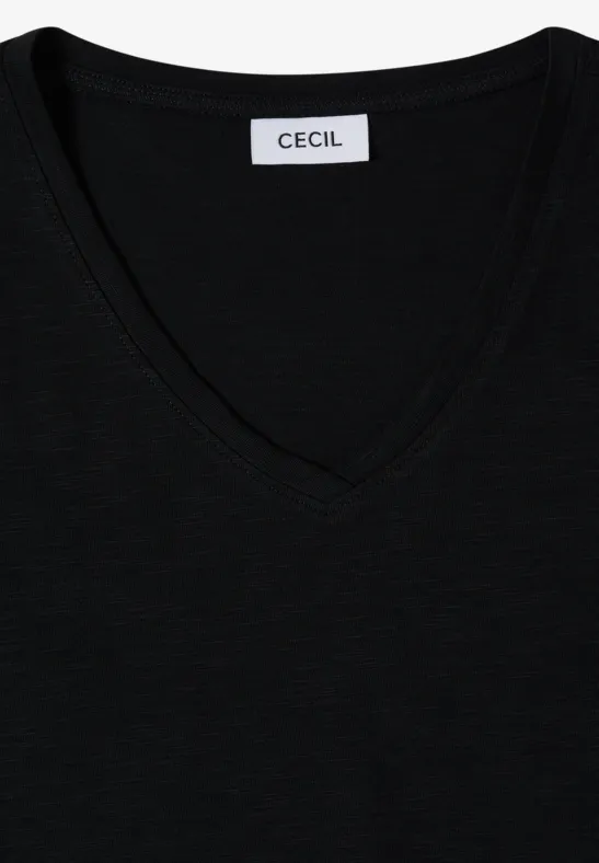 Essentielles V-Ausschnitt T-Shirt aus Flammgarn