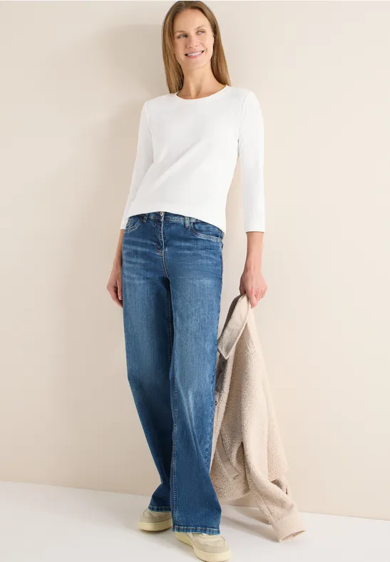 Rippshirt mit 3/4-Arm
