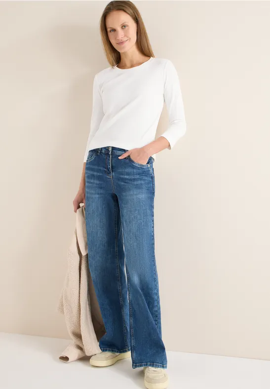 Rippshirt mit 3/4-Arm
