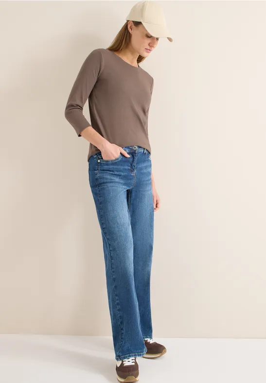 Essentielles Rippshirt mit 3/4-Arm
