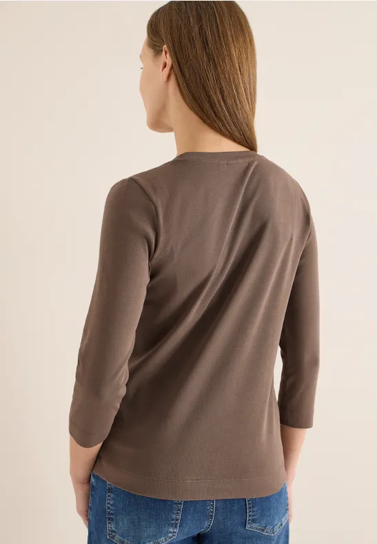 Essentielles Rippshirt mit 3/4-Arm