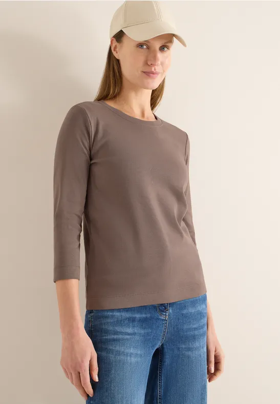 Essentielles Rippshirt mit 3/4-Arm