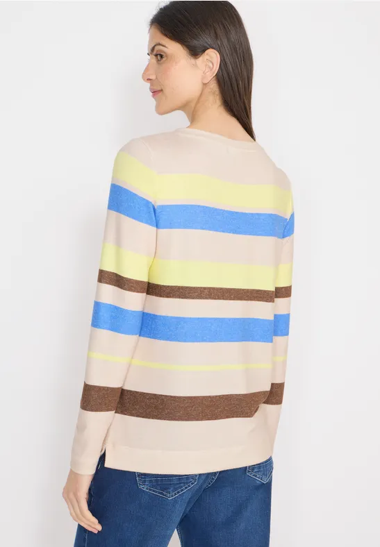 Gestreiftes Langarmshirt mit U-Boot-Ausschnitt
