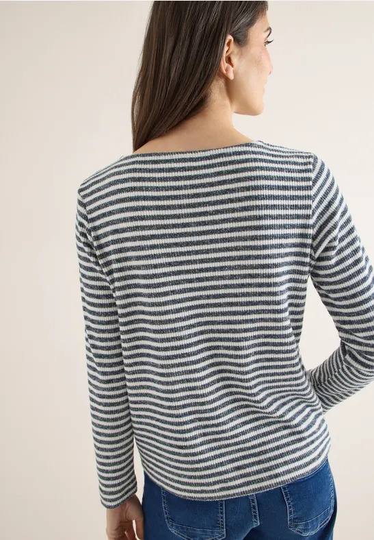 Gestreiftes Langarmshirt mit U-Boot-Ausschnitt