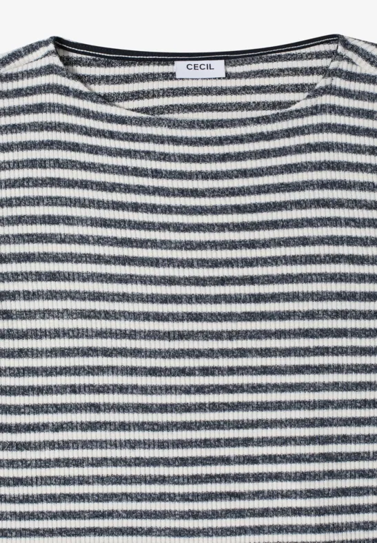 Gestreiftes Langarmshirt mit U-Boot-Ausschnitt