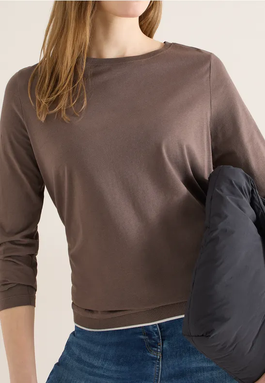 Softes Jersey-Shirt mit U-Boot-Ausschnitt