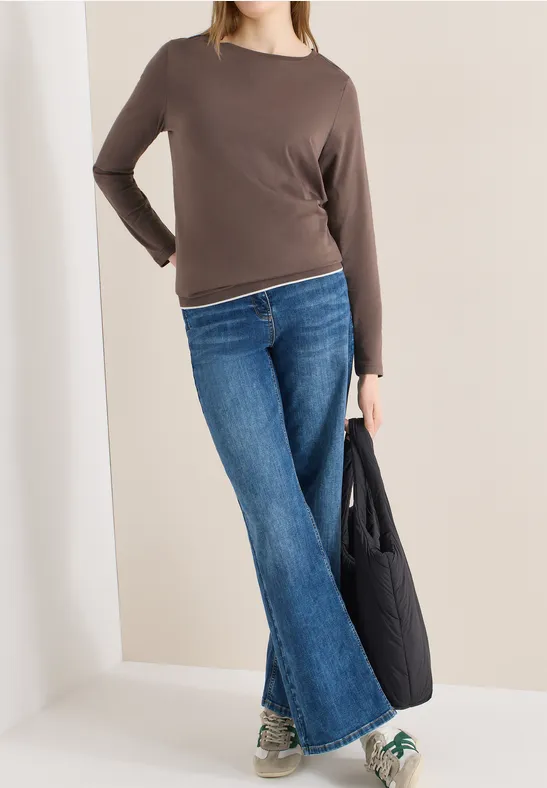 Softes Jersey-Shirt mit U-Boot-Ausschnitt