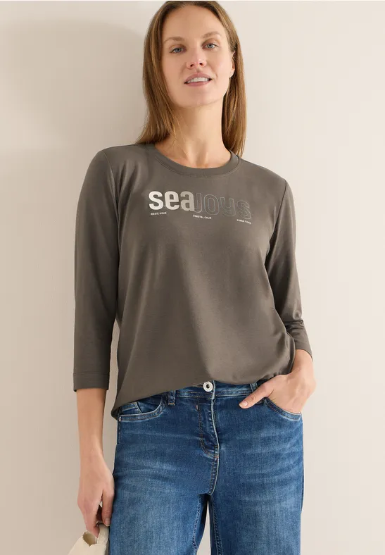 Jersey-Top mit 3/4-Ärmeln und Print