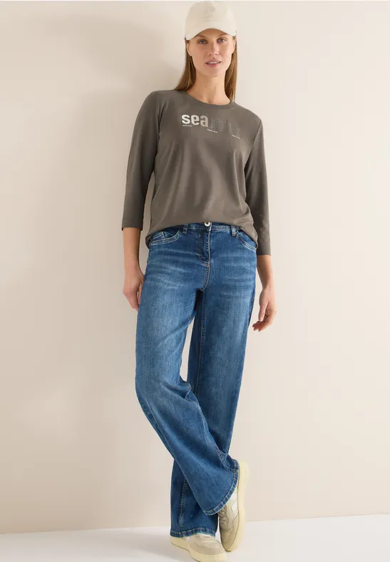 Jersey-Top mit 3/4-Ärmeln und Print