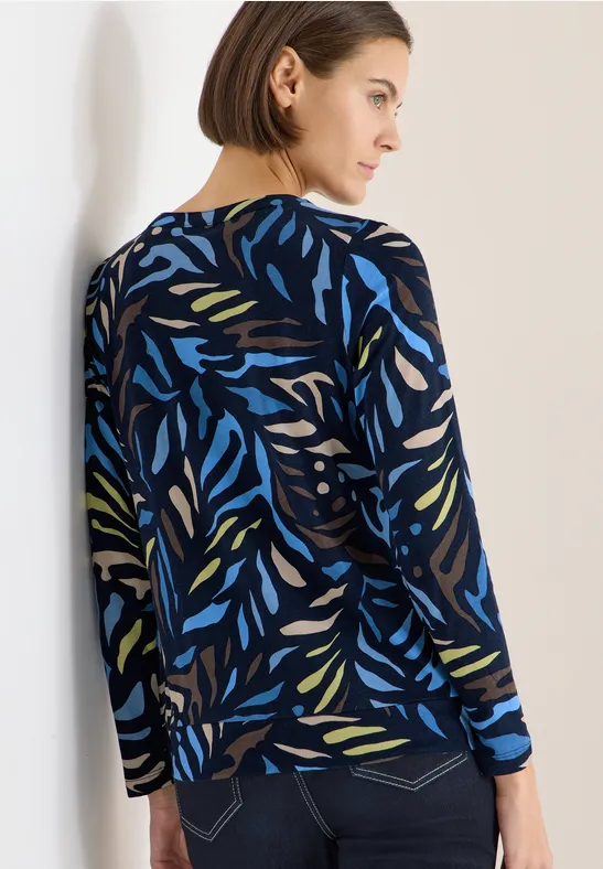 Tunika-Shirt mit abstraktem Blattmuster