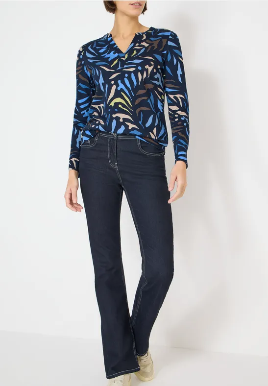 Tunika-Shirt mit abstraktem Blattmuster