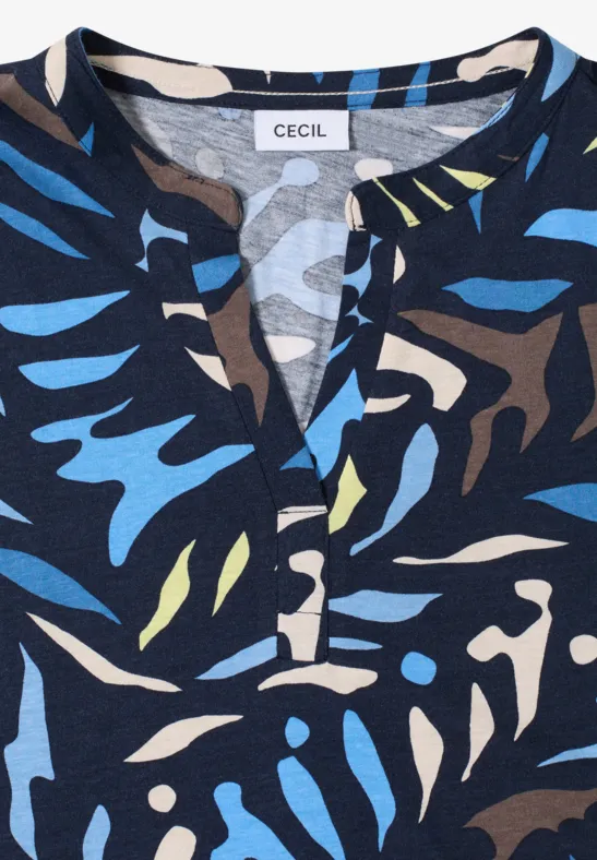 Tunika-Shirt mit abstraktem Blattmuster