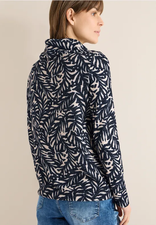 Grafik-Print Shirt mit Schalkragen