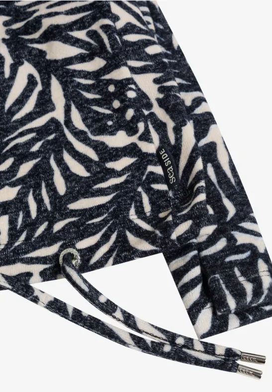 Grafik-Print Shirt mit Schalkragen
