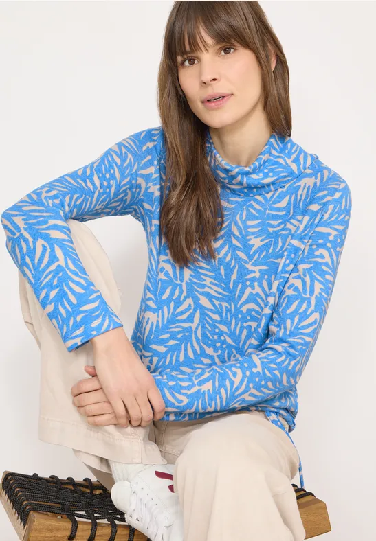 Grafik-Print Shirt mit Schalkragen