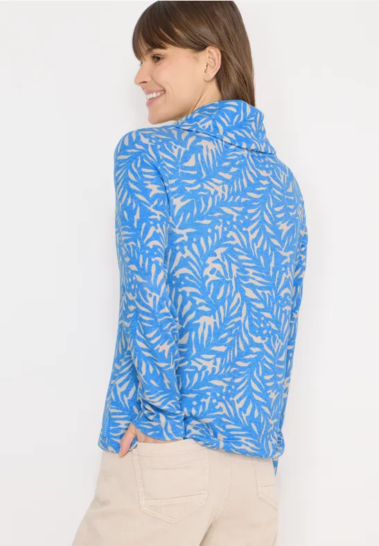 Grafik-Print Shirt mit Schalkragen