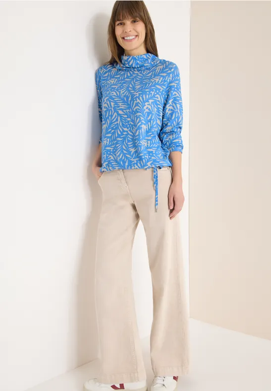 Grafik-Print Shirt mit Schalkragen