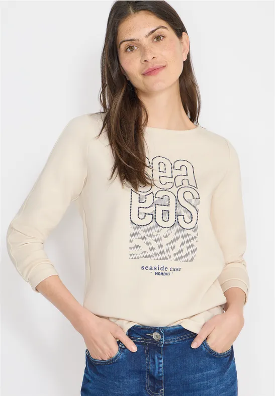 Silk-Touch Langarmshirt mit Front-Artwork