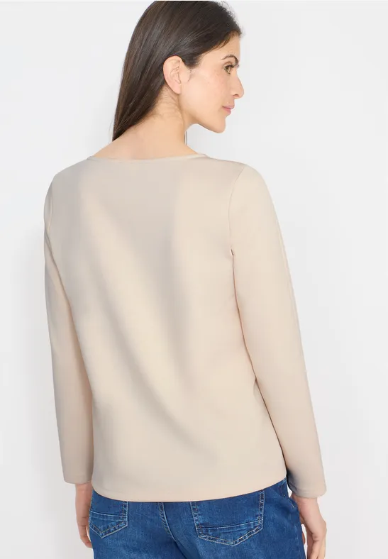Silk-Touch Langarmshirt mit Front-Artwork