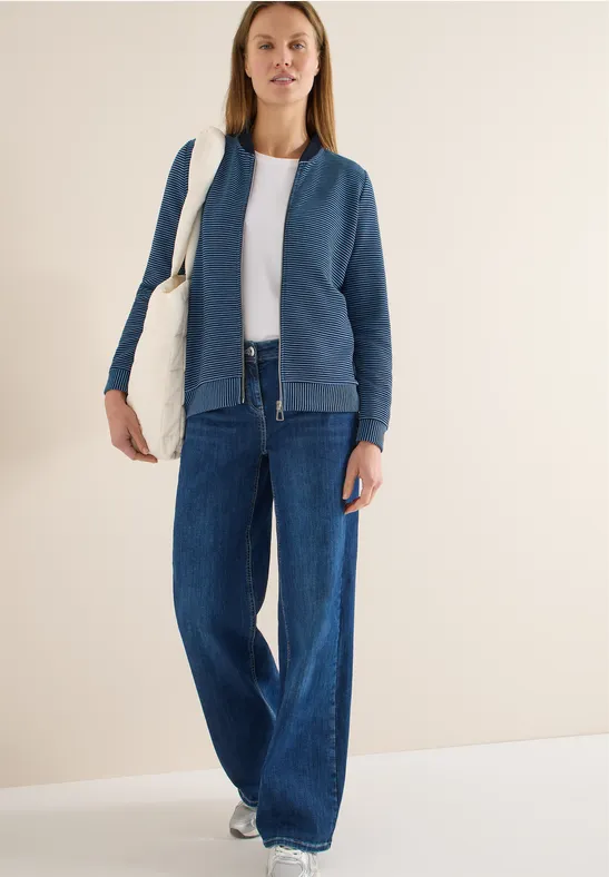 Gestreifte Sweatjacke mit Ottoman-Struktur
