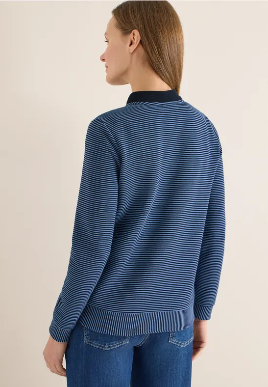 Gestreifte Sweatjacke mit Ottoman-Struktur