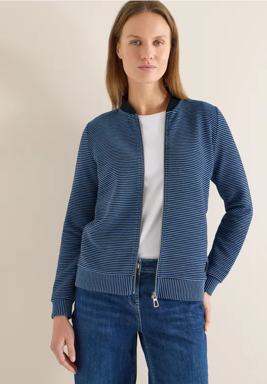 Gestreifte Sweatjacke mit Ottoman-Struktur