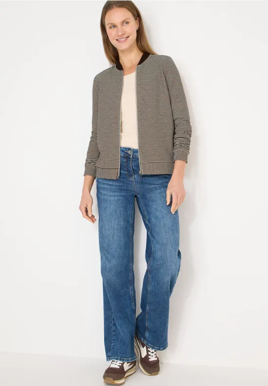 Fein gestreifte Blouson-Sweatjacke