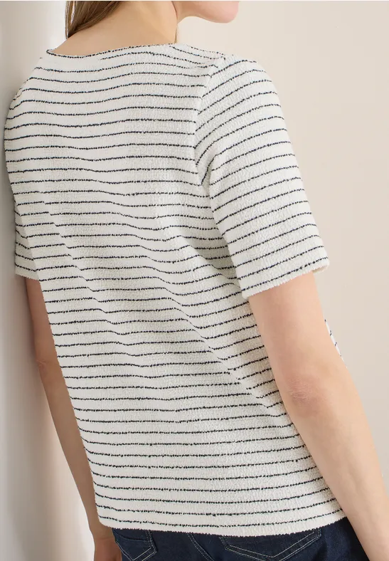Gestreiftes Bouclé-T-Shirt mit Struktur