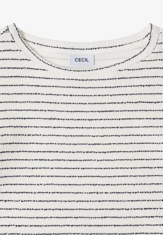 Gestreiftes Bouclé-T-Shirt mit Struktur