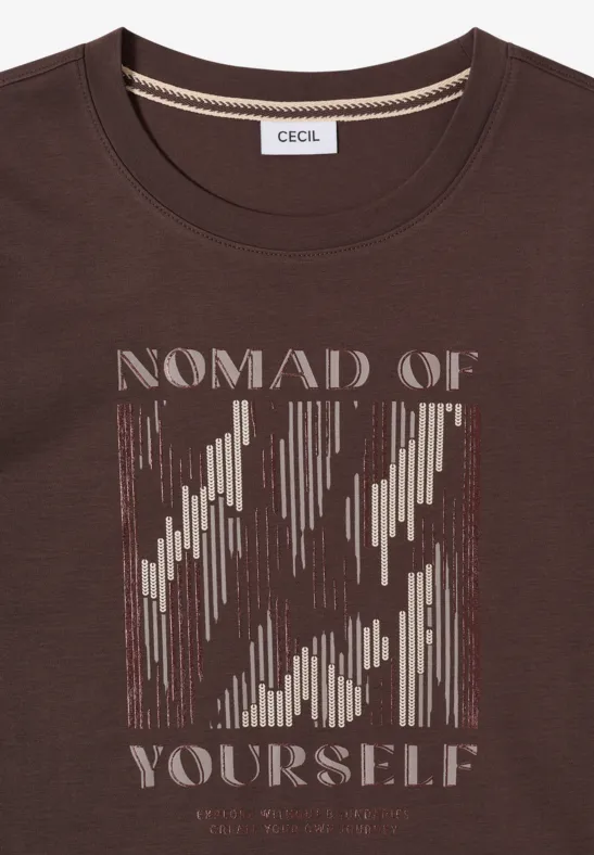Baumwoll-Rundhalsshirt mit Grafikprint