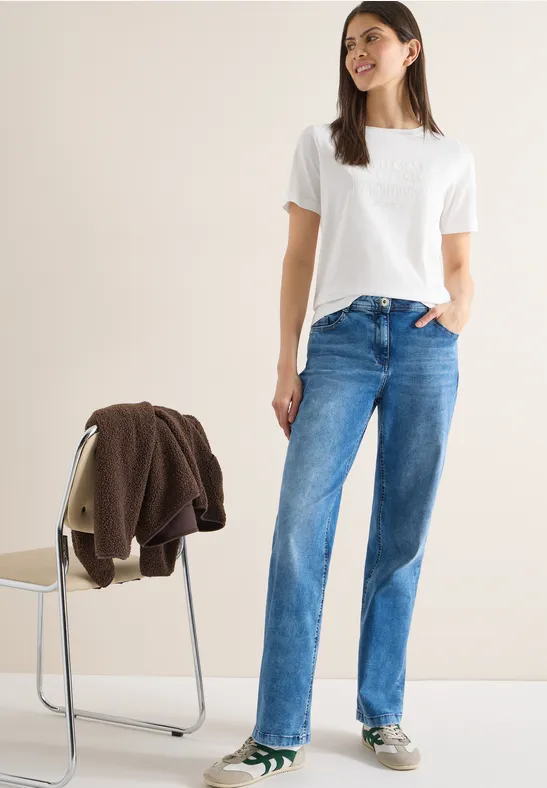 Jersey-T-Shirt mit geprägtem Schriftzug