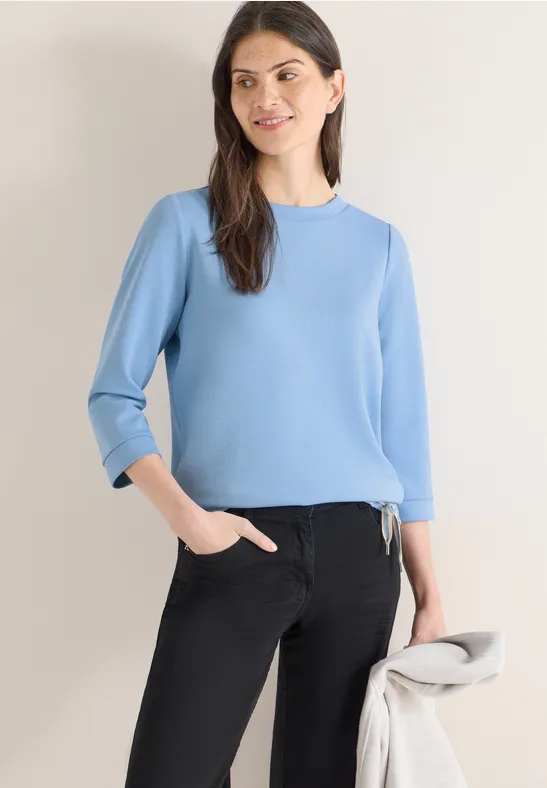 Shirt mit U-Boot-Ausschnitt und Tunnelzug