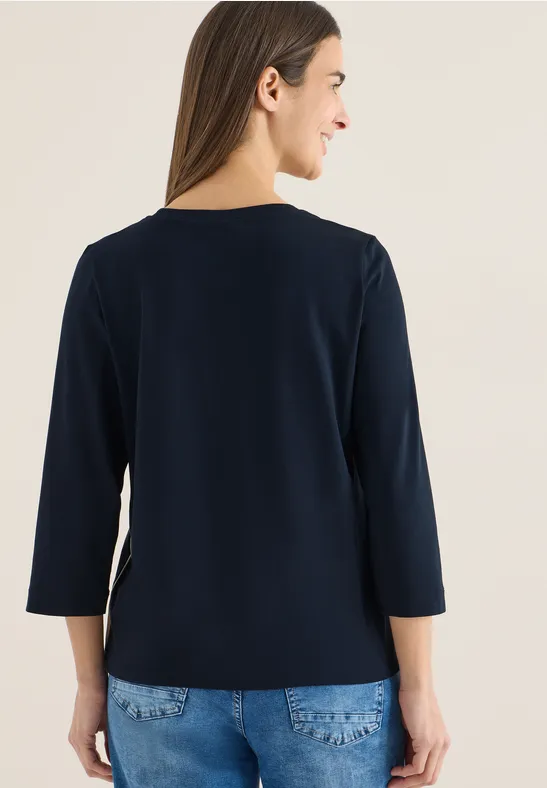 Sportives Langarmshirt mit Paspel-Details