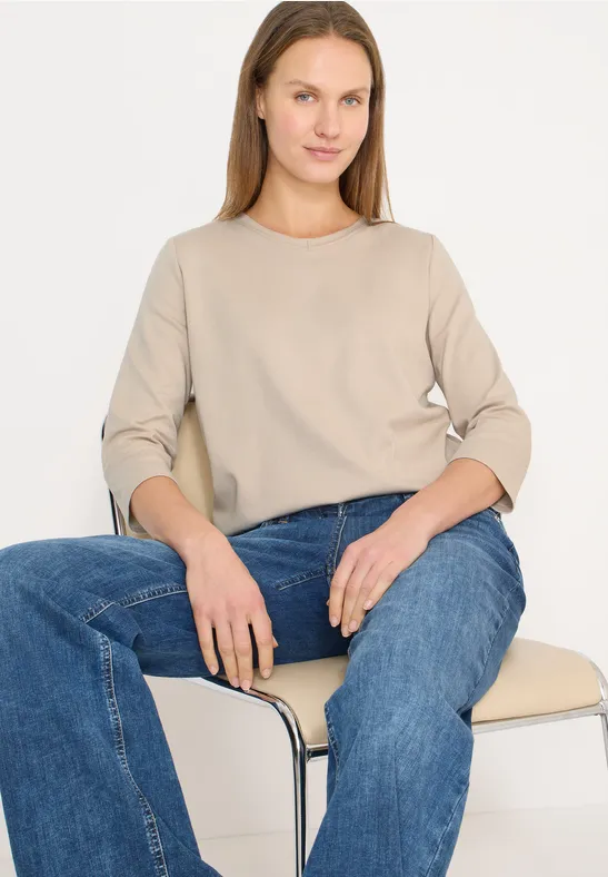 Essentielles Baumwollshirt mit 3/4-Arm