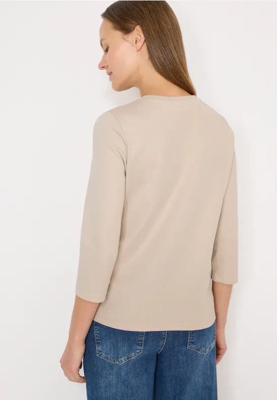 Essentielles Baumwollshirt mit 3/4-Arm