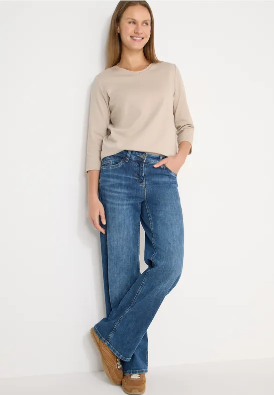 Essentielles Baumwollshirt mit 3/4-Arm