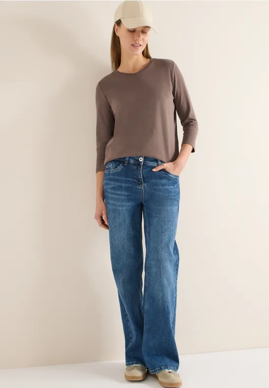 Essentielles Baumwollshirt mit 3/4-Arm