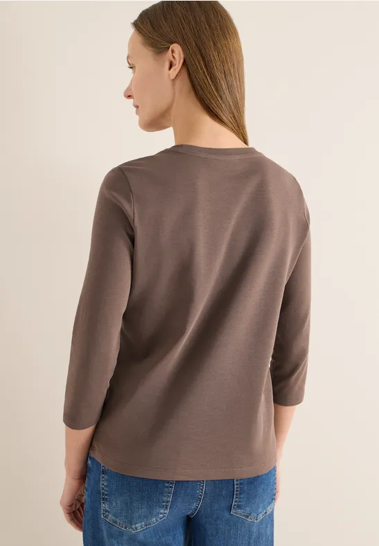 Essentielles Baumwollshirt mit 3/4-Arm