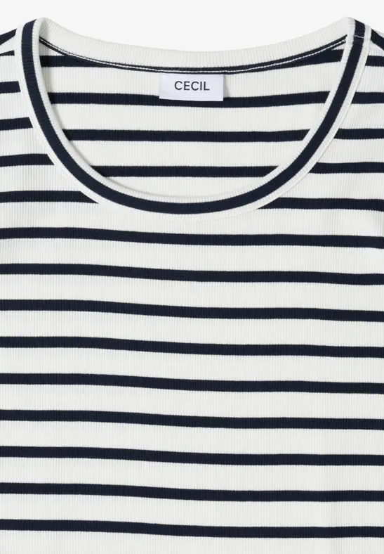 Gestreiftes T-Shirt mit Rippstruktur