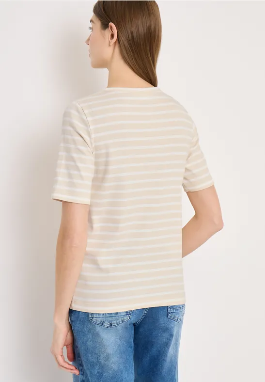 Gestreiftes T-Shirt mit Rippstruktur