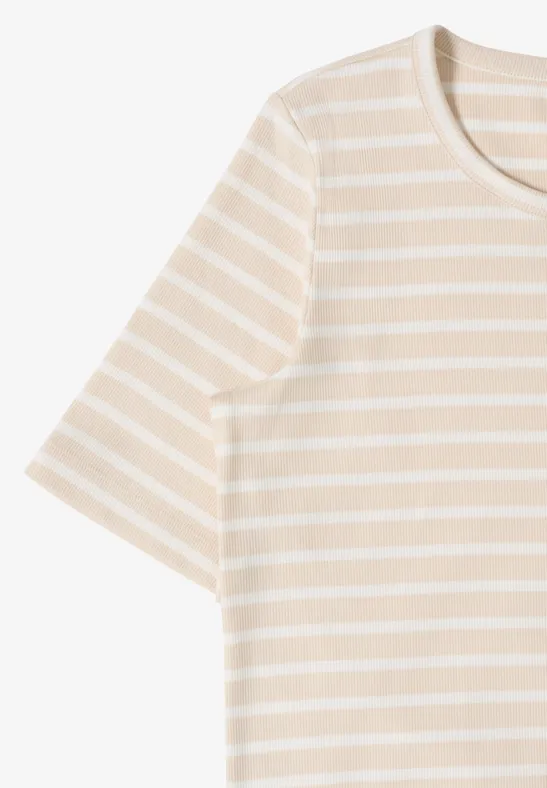 Gestreiftes T-Shirt mit Rippstruktur