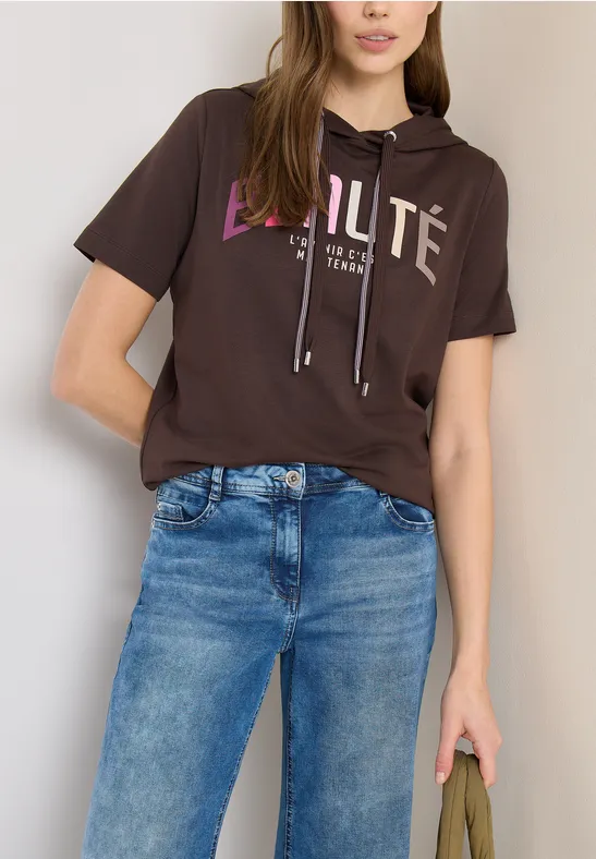 Kurzarm-Hoodie mit Grafik-Print