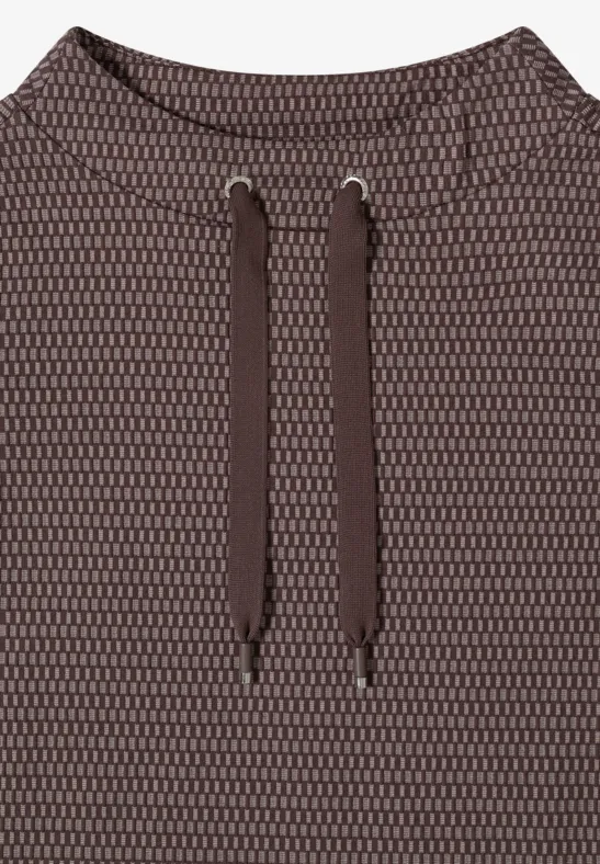 Strukturiertes Shirt mit Tunnelzug-Stehkragen