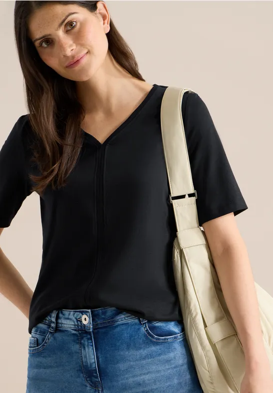 Kurzarm-Shirt mit V-Ausschnitt
